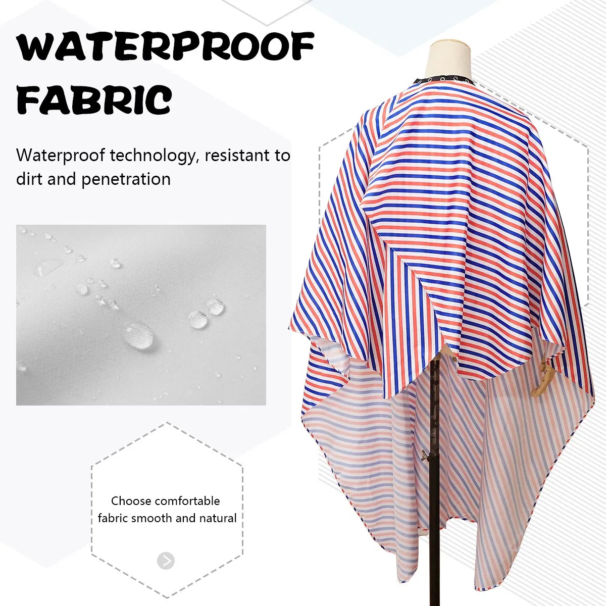 OEM Custom Cheap Salon Baber Apron Hairdresser Price Barber Cape Blue and Red Stripes Salon Cape