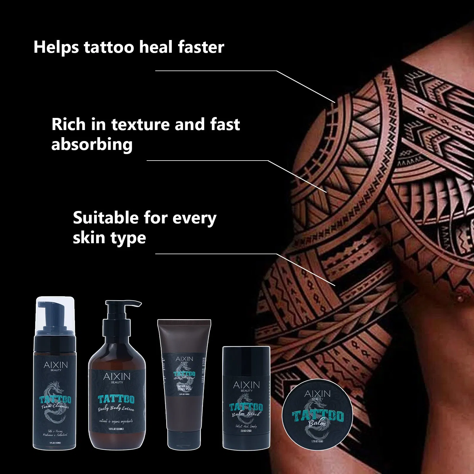 Beauty Cosmetics Skin Care Tattoo Care Prevents Ink Fading Moisturizer Tattoo Aftercare Set