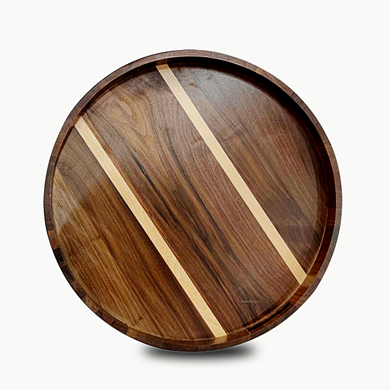 Round High Quality Walnut Food Serving Tray
