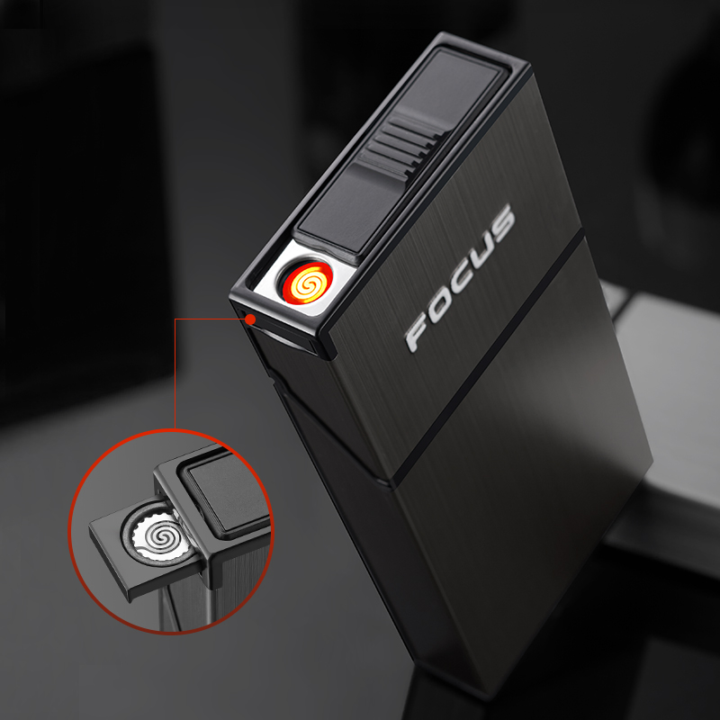 Yh090 Whole Pack Silm Cigarette Case with Removable Coil USB Lighter