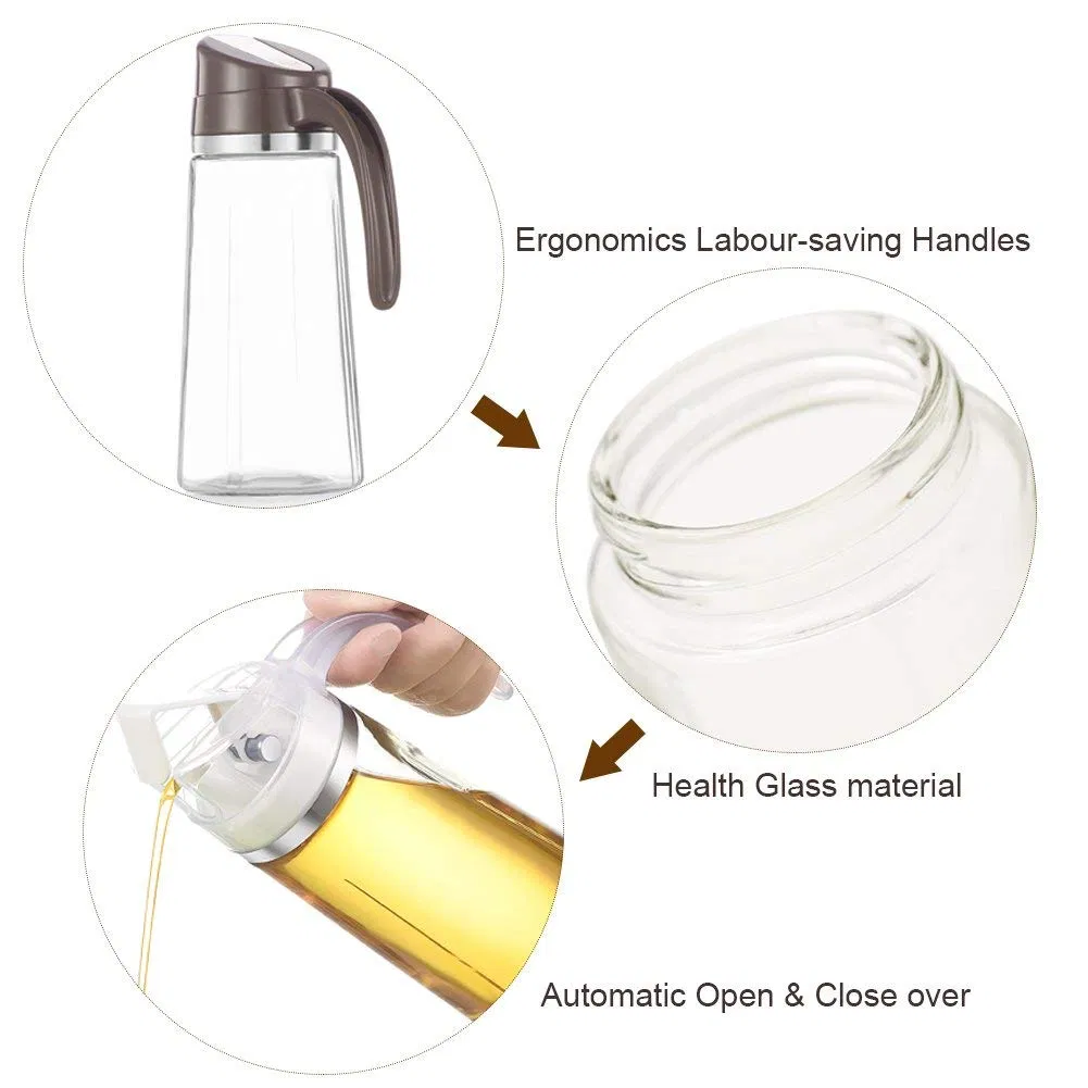 Auto Flip Olive Oil Dispenser Bottle Leakproof Condiment Container with Automatic Cap and Stopper