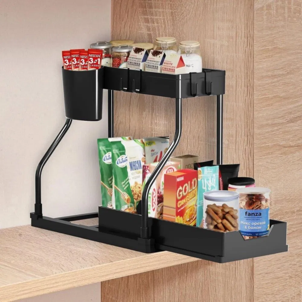 2 Pack Under Sink Organizer, Double Pull out Drawer Wyz28370