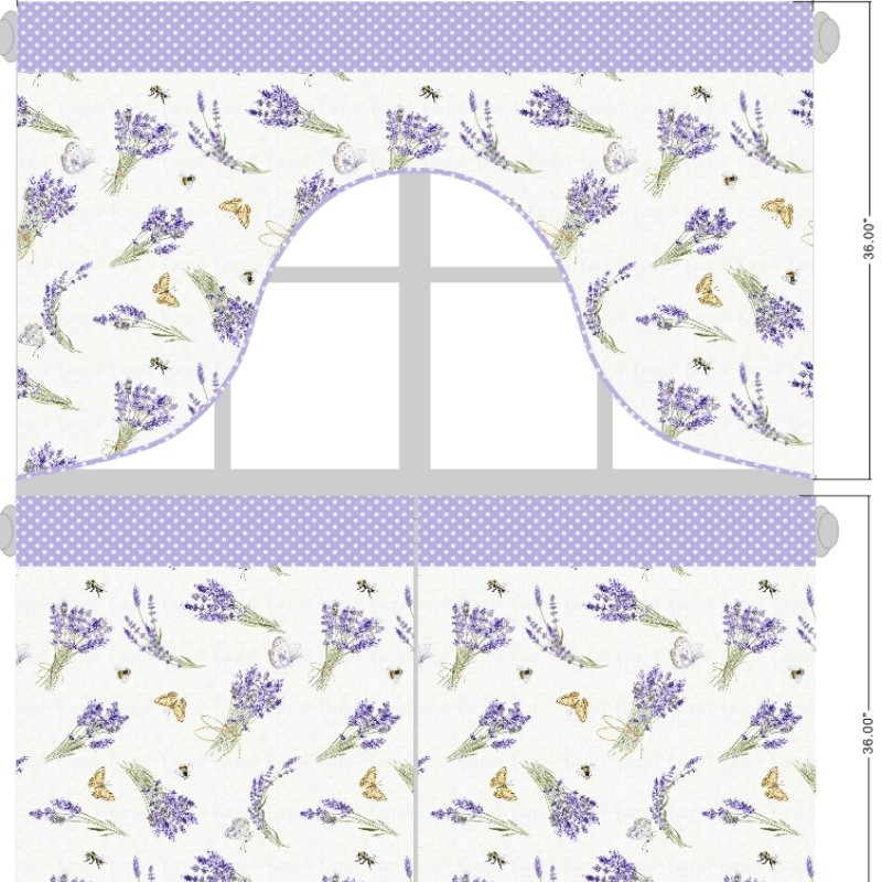 3PCS/Set Purple Grape Digital Print Waterproof Polyester Kitchen Curtains