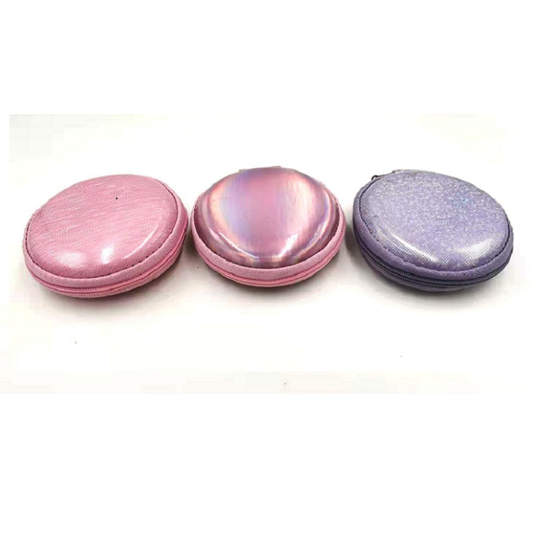 Factory Wholesale Round Shape Hard Shell Case Dazzle Colored PU EVA Earphone Case