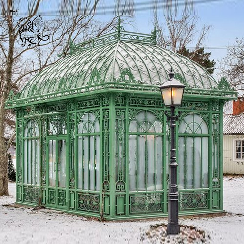 Custom 18*12*H6m Popular Design Large Antique Metal Garden Gazebo Iron Green House Wedding Home Decor Sunroom