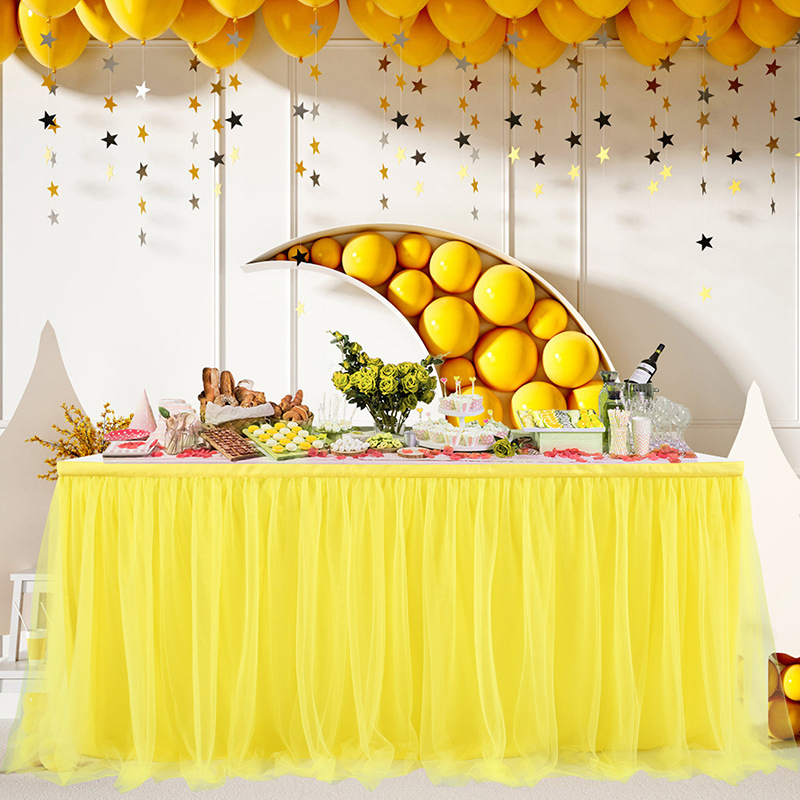 Tulle Table Skirt, Baby Shower Tablecloth for Rectangle Tables or Round Tables, Ruffle Tutu Table Skirts, Desk Skirt for Princess Girls Birthday