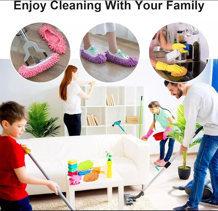 Multi-Function Chenille House Mop Slippers Floor Cleaning Tools Shoe Cover Soft Dry Wet Washable Reusable Microfiber Foot Socks