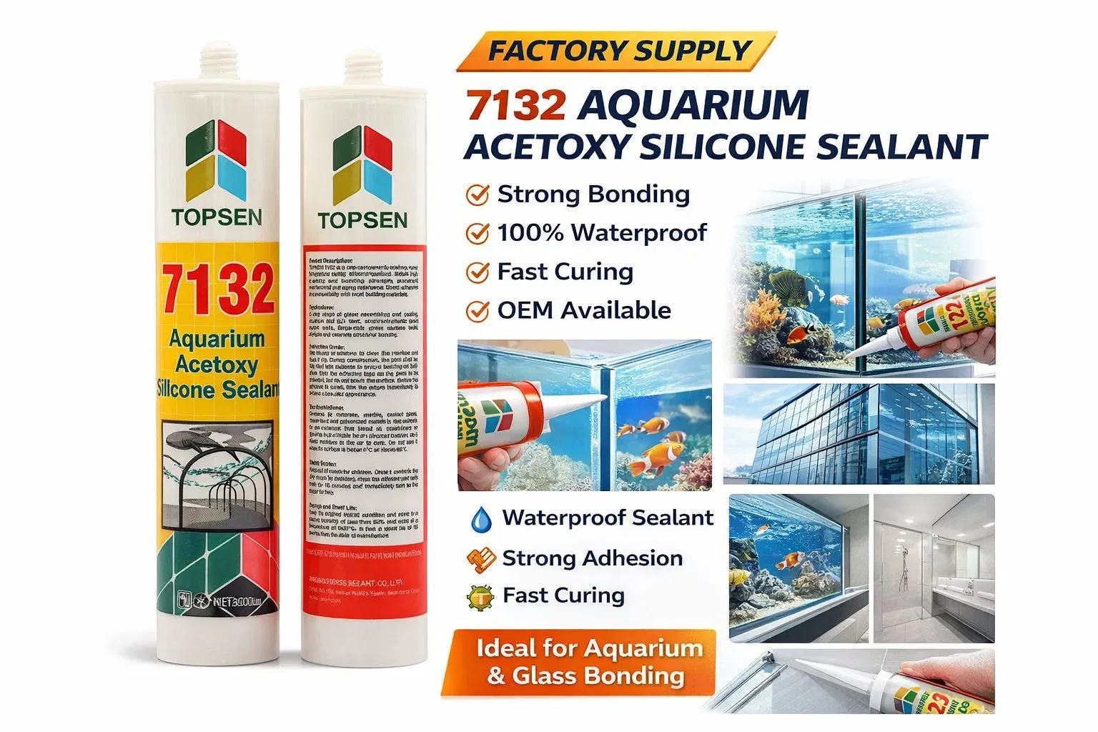 Window and Door Acetic Silicone Sealant 280ml Waterproof Glass Aluminum Frame Sealing Silicone Sealant