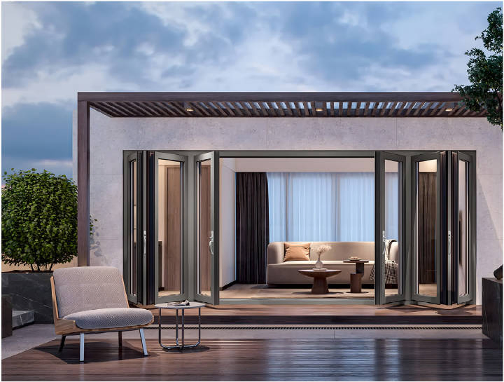 Tempered Glass Folding Door for Interior Use – Aluminum Frame