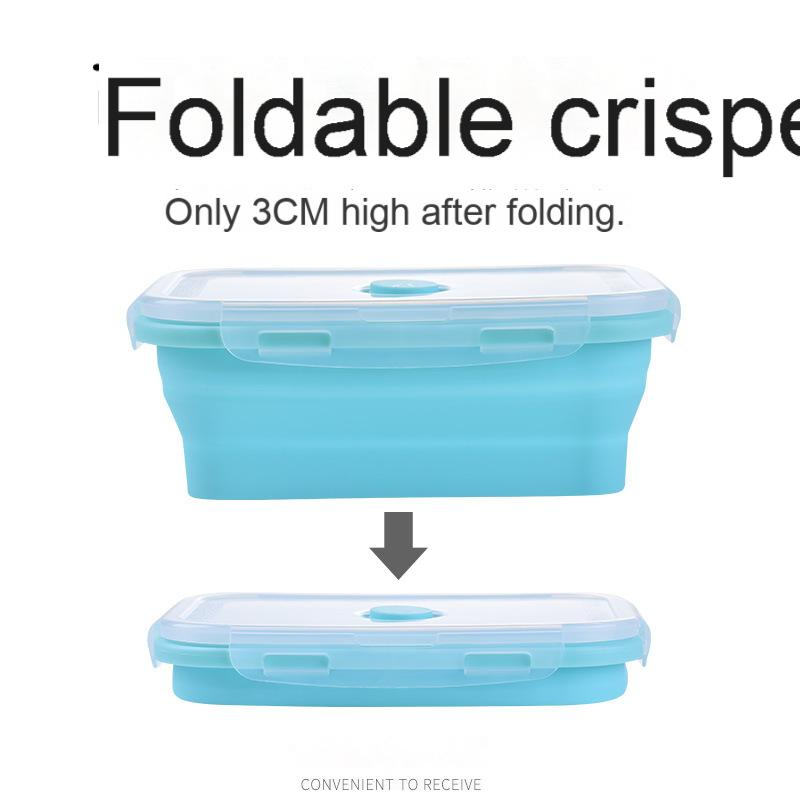 Outdoor Silicone Portable Folding Lunch Box for Travel, Microwave Bento Box, Kitchen Refrigerator Storage Fresh-Keeping Box, Retractable Box