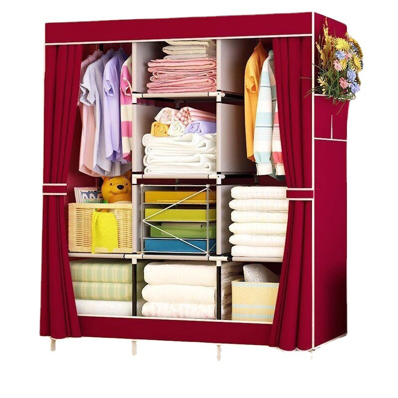 Costomized Steel Pipe Clothing Wardrobe Reinforcement Combination Simple Wardrobe Fabric Cabinet