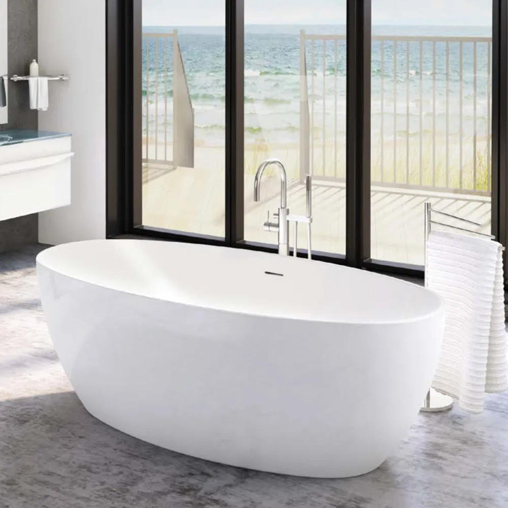 Акриловая ванна с гидромассажем, белая