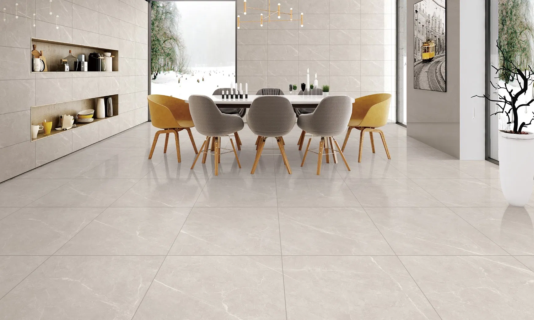 600X600mmhigh Quality Wall and Floor for Indoor Stairs Marble Gray Wall and Floor Tiles