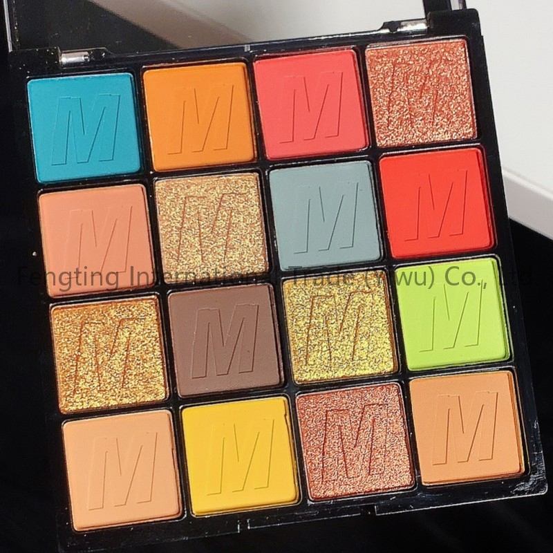Wholesale 16 Colors Eye Shadow Pallet Plastic Makeup Vegan Organic Glitter Metallic Multichrome Waterproof Eyeshadow Palette