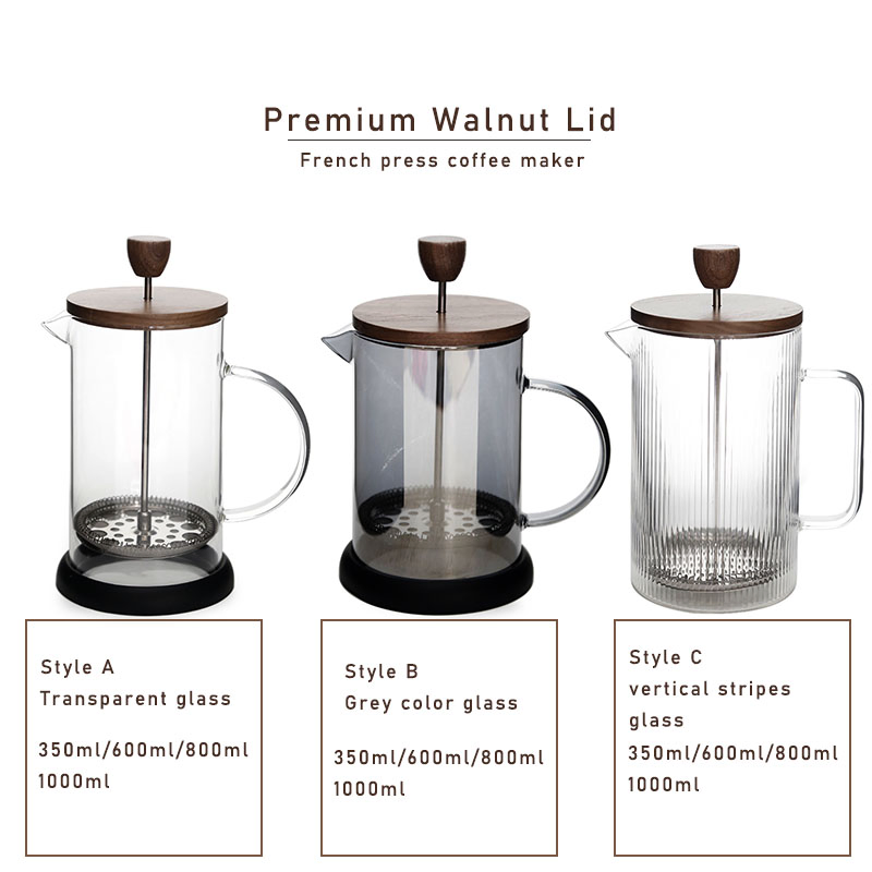 Френч-пресс из боросиликатного стекла с деревянной крышкой