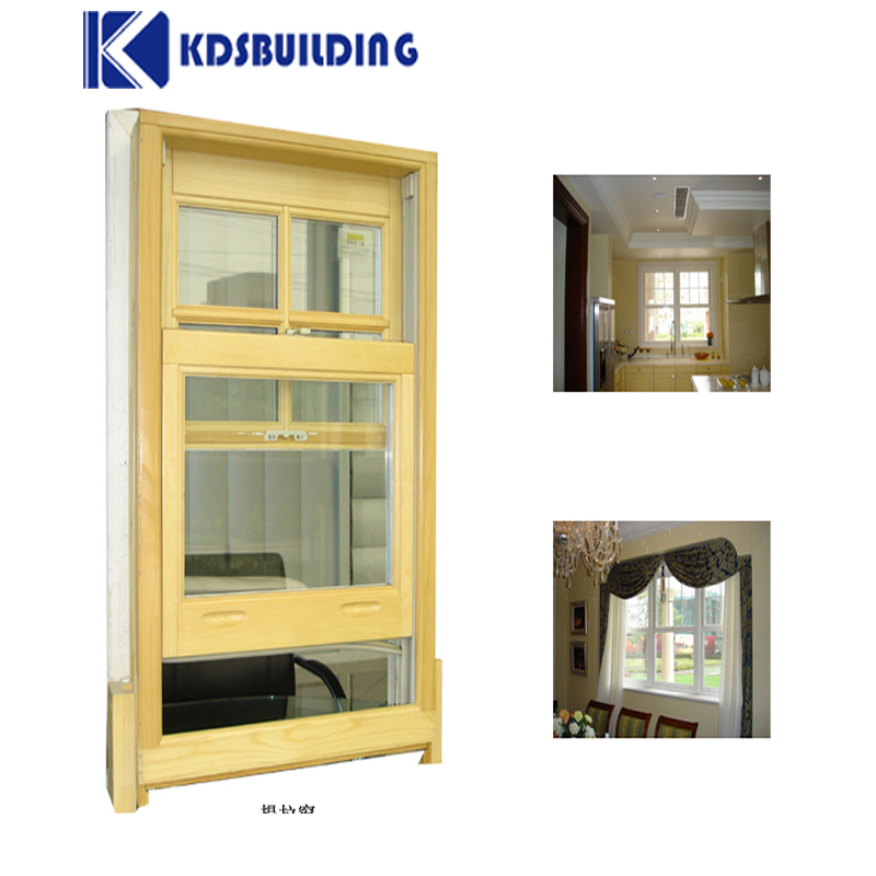  Sash Windows Double Wood Single Hung Windows with Double Glazed American Style
