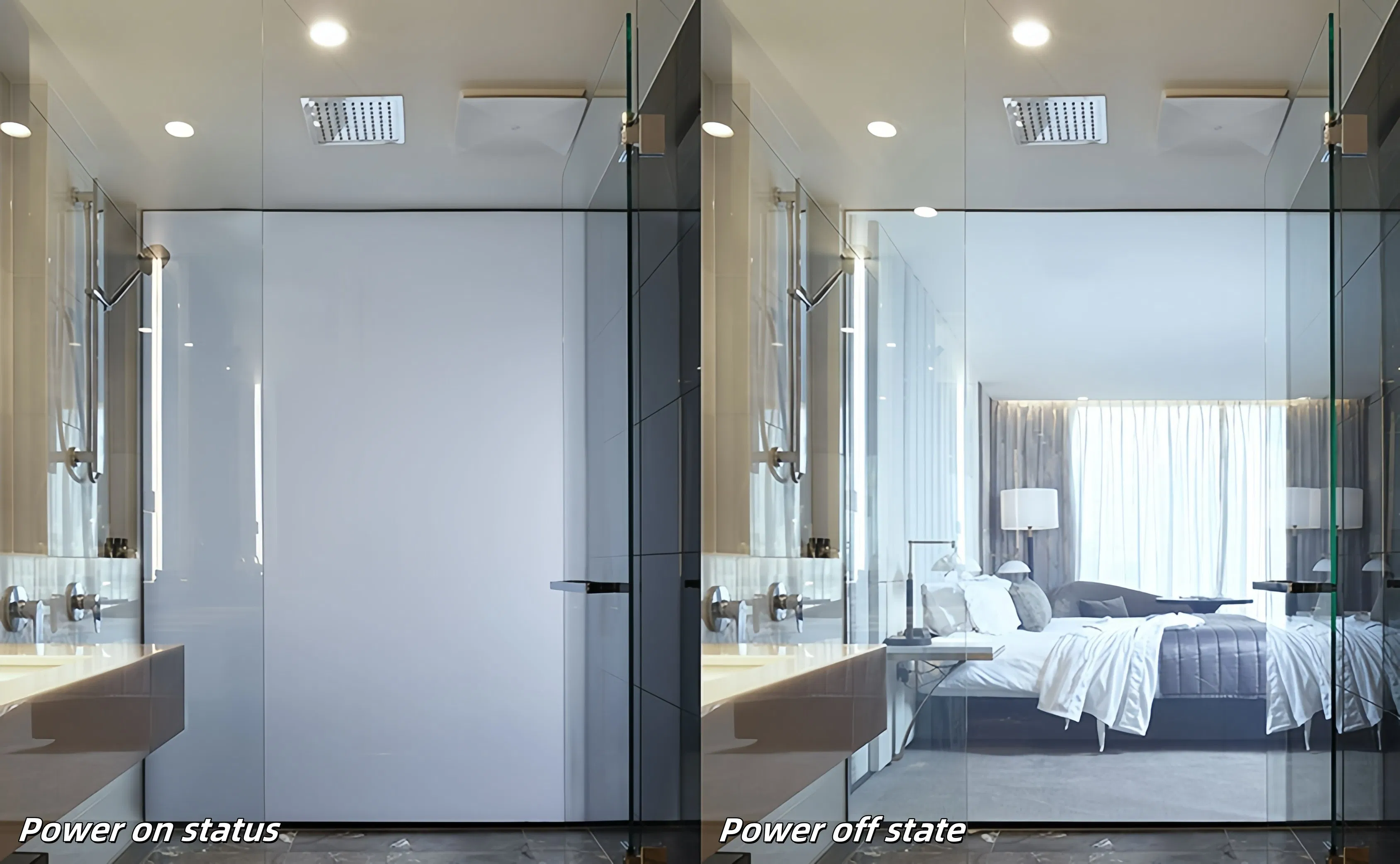 Modern Double-Layer Smart Privacy Glass for Furniture Self-Adhesive Electric Lighting Opaque Can Switch Decorative Glass Film