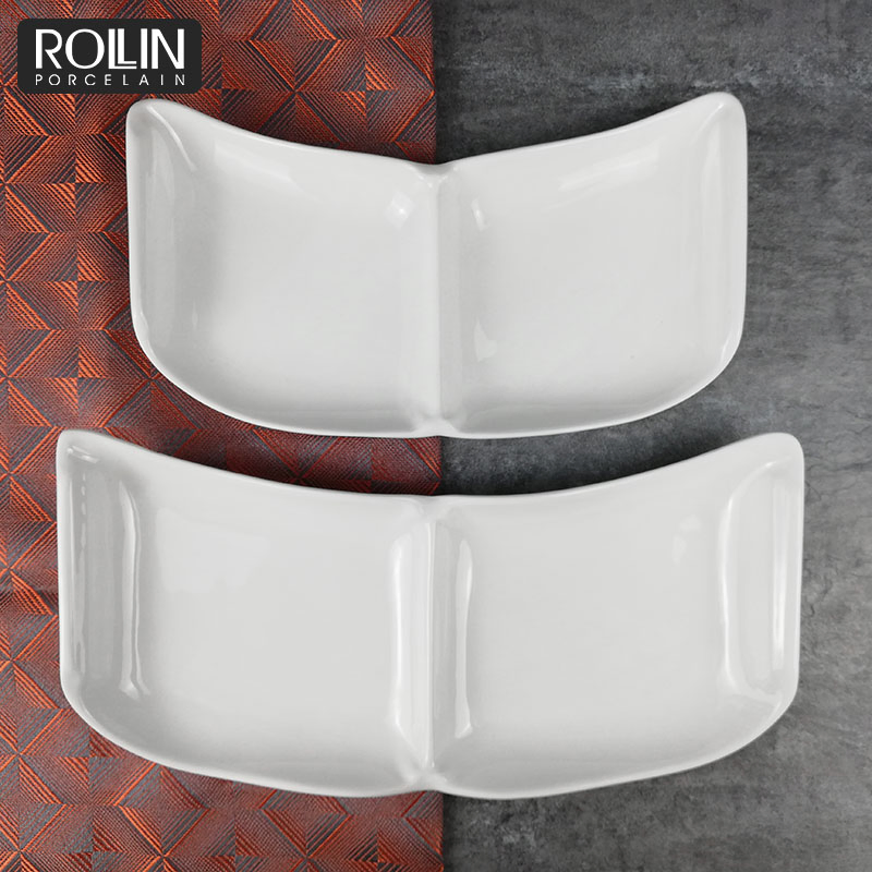 Wholesale Tableware Ceramic Divided Plate Porcelain Plate