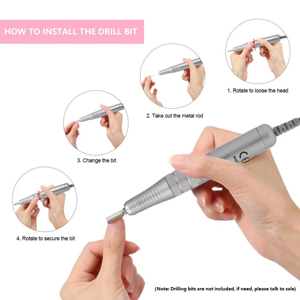 Nail Drill Machine Electric Portable Nail File Sander for Gel Nails Polishing for Home Manicure Salon