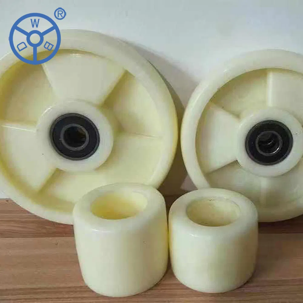 Guangdong Manufacture Iron/Aluminum Core 180 200 250mm Polyurethane PU Solid Rubber Wheels 7 8 Inch Heavy Duty Wheel