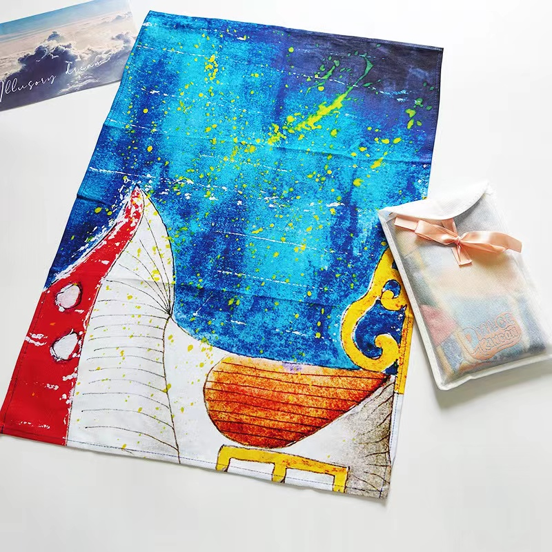 High Quality Custom Pretty 100% Cotton Digital Printed White Kitchen Dish Tea Towels Set