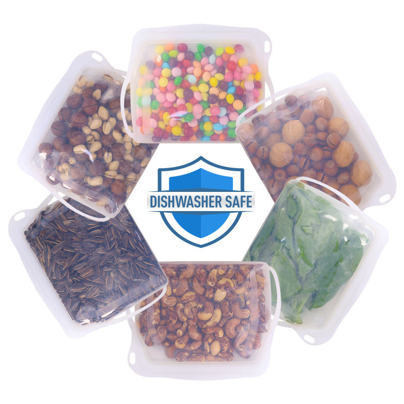 Small Capacity 500ml Reusable Eco-Friendly Microwave Safe Airtight Silicone Snack Storage Silicon Food Bags with Zipper