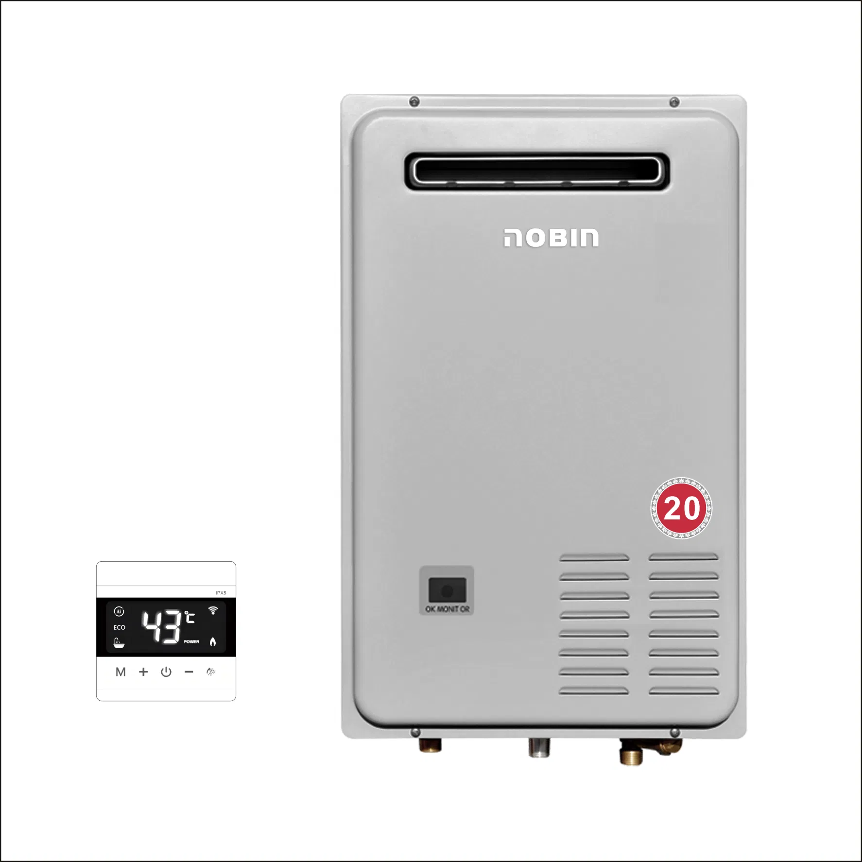 Outdoor Forcedexhaut Efficient Gas Water Heater: 20L Hot Water at 38kw