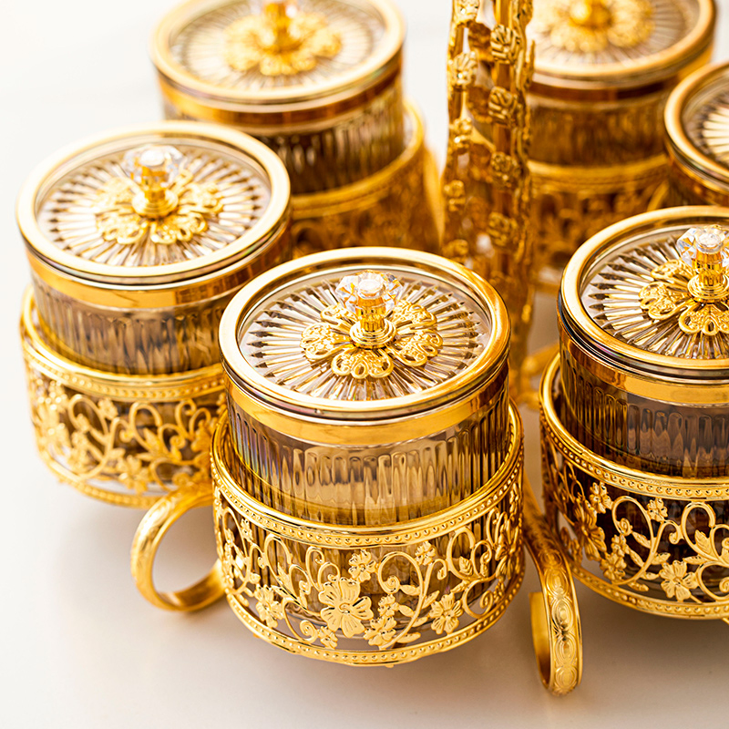 Featuring 6 Acrylic Airtight Containers and a Gold-Plated Iron Candy Bowl