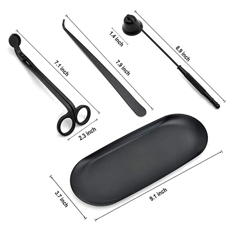 Stainless Steel 4 Pieces Set Candle Accessory Set with Storage Tray