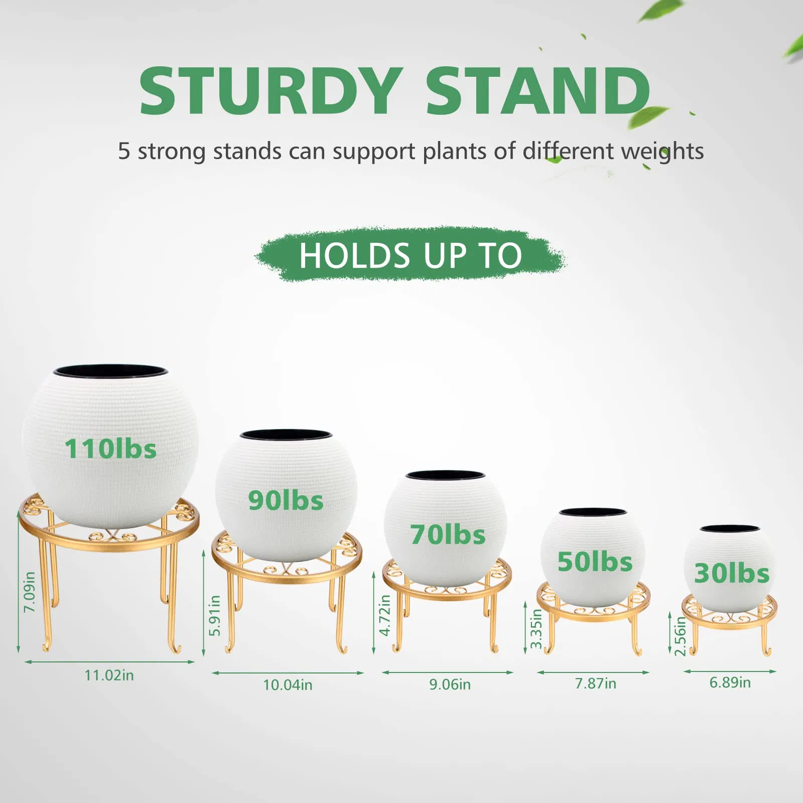 Metal Flower Pot Stands Multiple Rustproof Iron Round Shelf Plant Stand