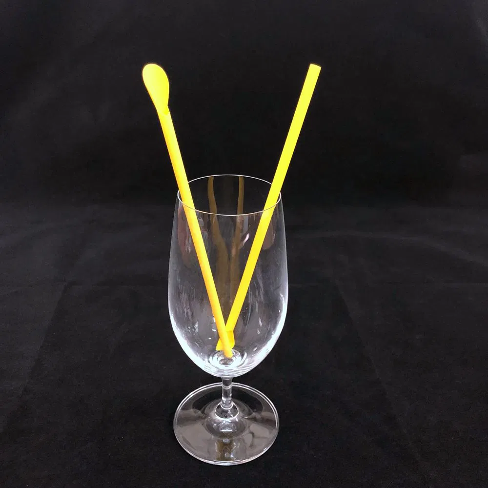 Plastic Biodegradable Straws with Spoon on The End for Bar, Restaurant, Snack Bar