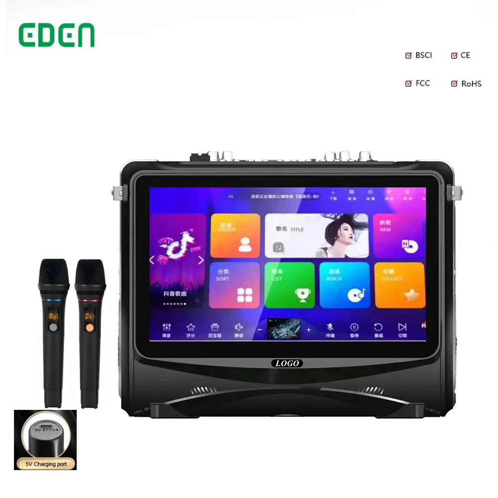Eden Karaoke Jukebox 4.5 Inch Woofer Karaoke Player WiFi Touch Screen Function KTV Outdoor Video Karaoke Machine
