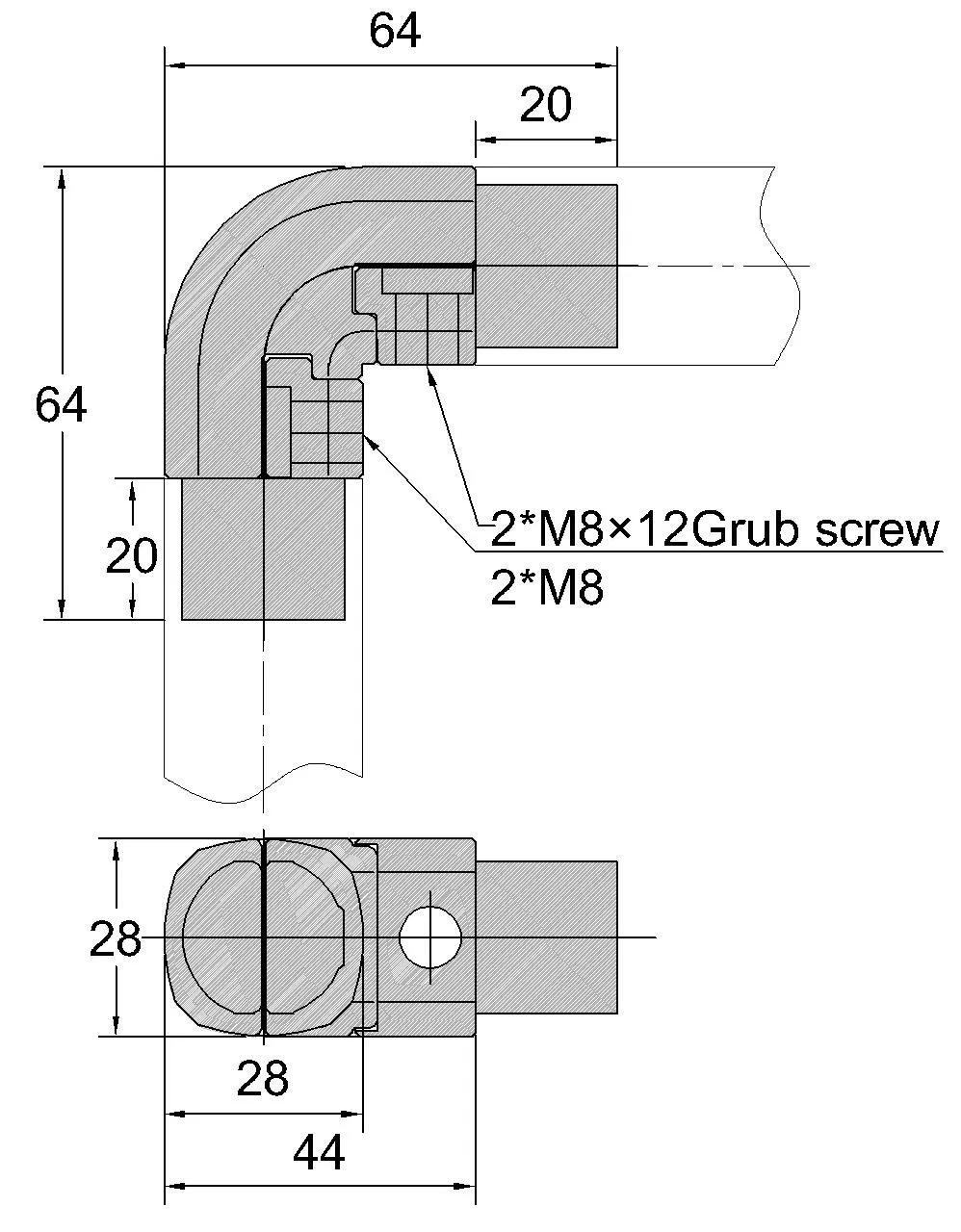 Pipe Fitting Joint Aluminum Connector Corner Joint for Pipe System