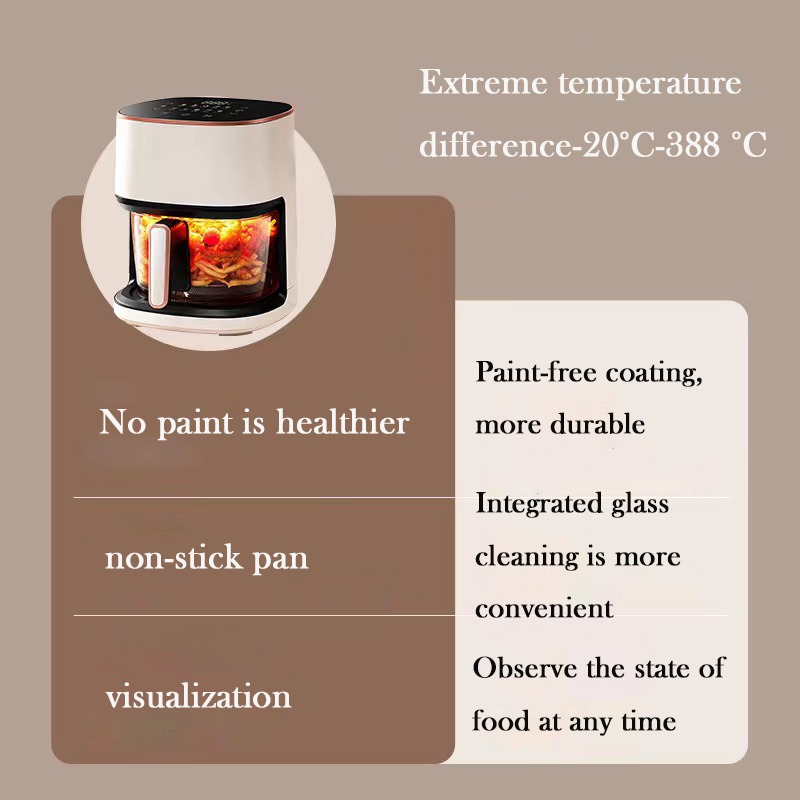 Wholesale No Oil Healthy Green Ivory Round Auto off 4L Visible Digital Electric Air Fryer