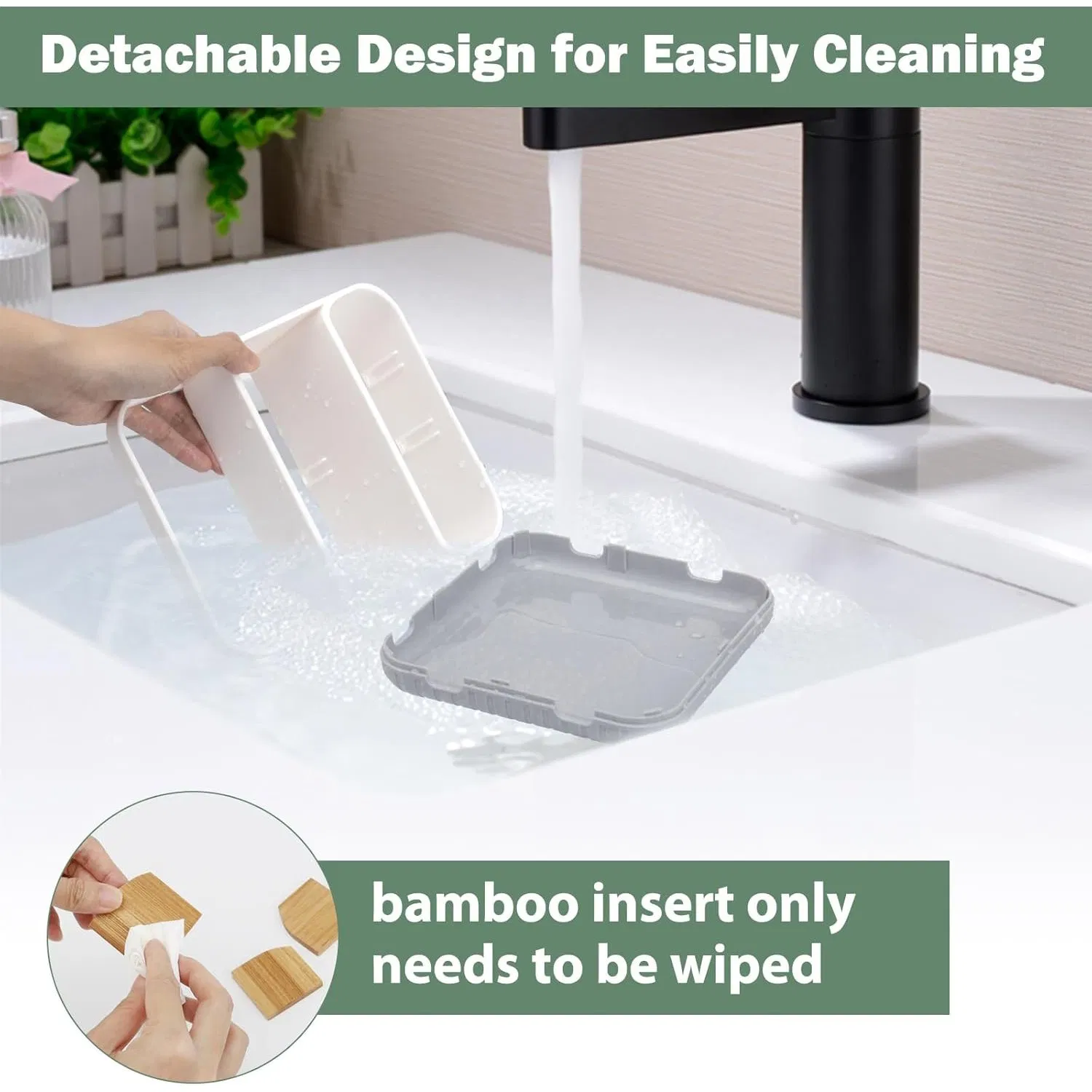 Multifunctional Bathroom Countertop Detachable 6 Slots Bathroom Toothbrush Holder