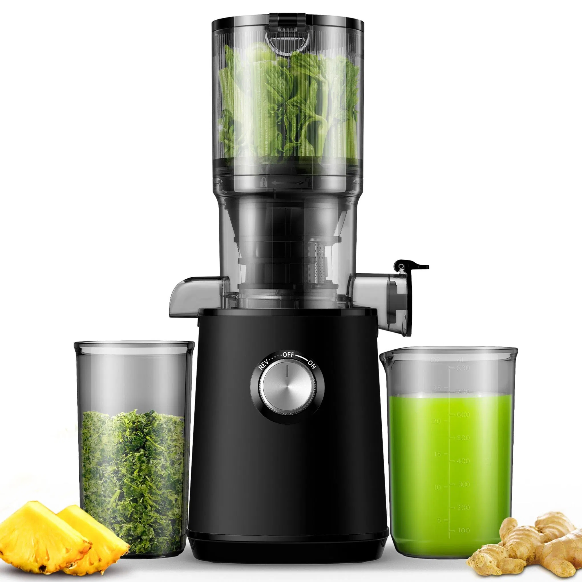 Gdor Extra Large Hopper Juicer Slow Masticating 4.25" Wide Feed Chute for Vegetable and Fryit Powerfulcold Press Juicer