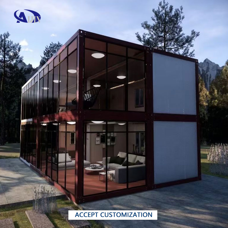 20FT Portable Container House Modular Home Prefabricated Steel Office Morden Design Flat Pack Container House
