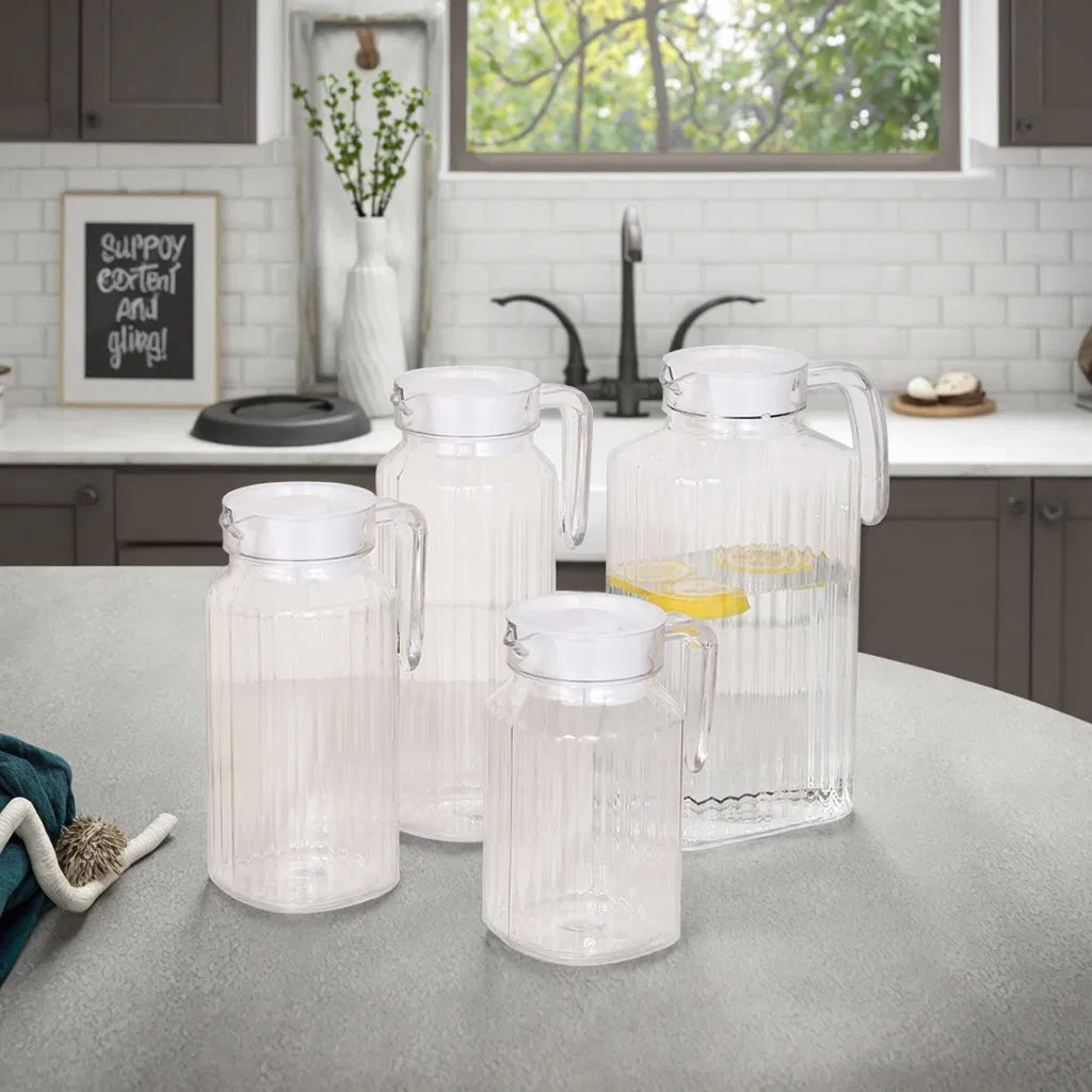 in Stock PC Plastic Tea Filter Pitcher & Acrylic Juice Pot with Infuser