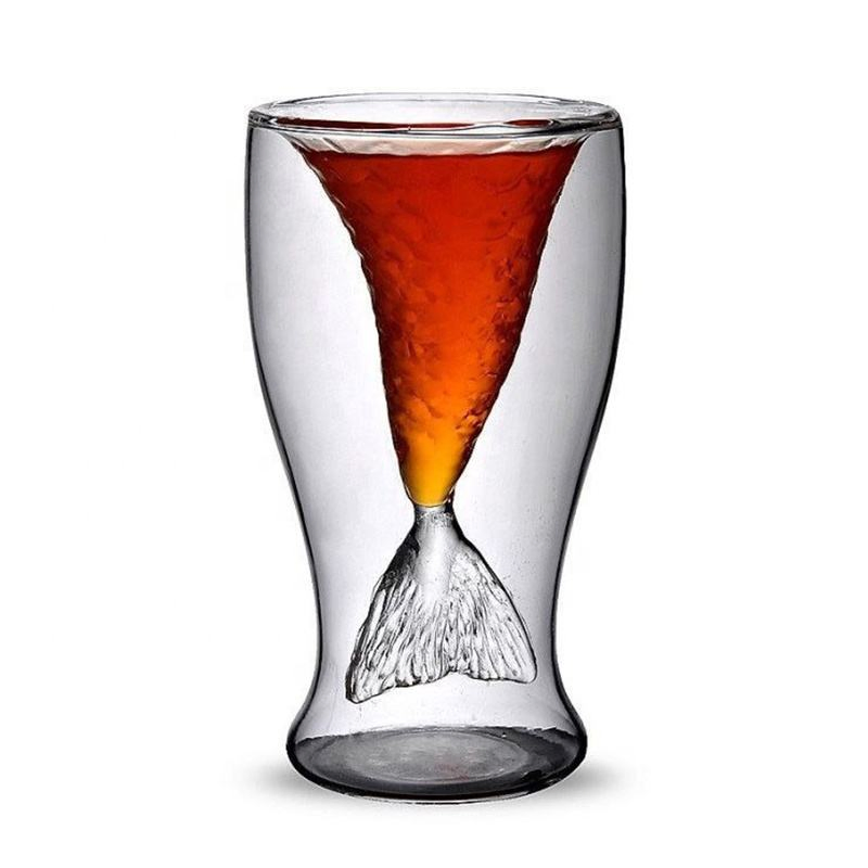 Creative Mermaid Cocktail Glasses Double Wall Glass Wine Cup