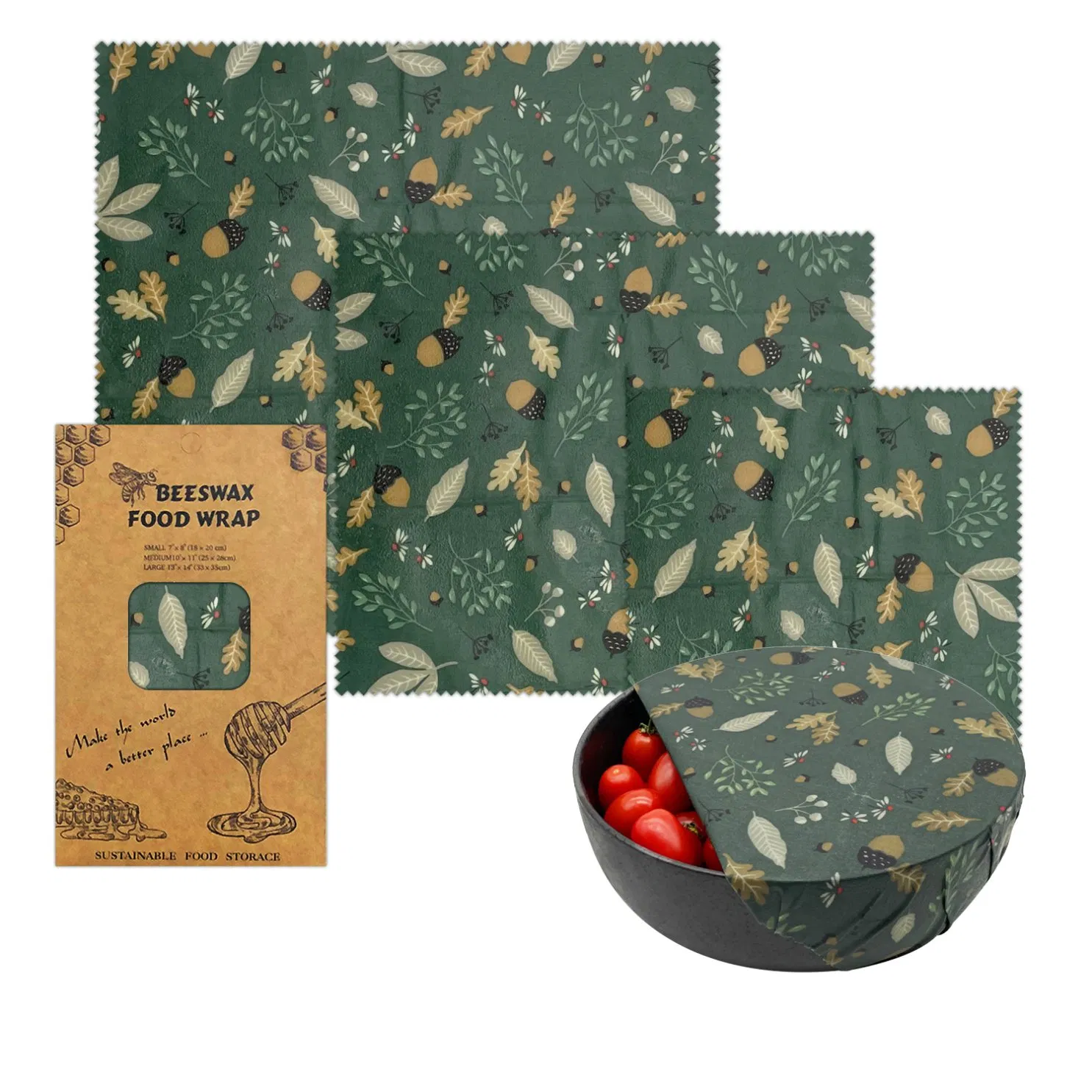 Biodegradable Customized Eco Friendly Reusable Organic Beeswax Food Wrap for Food Packaging