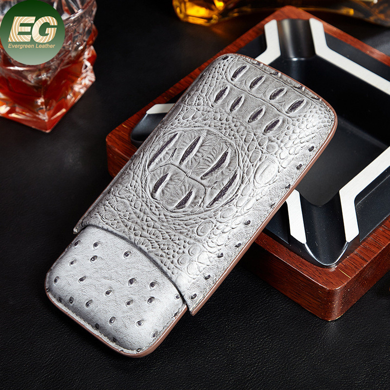 Ea455 Luxury Men Portable Cigar Travel Case Microfiber Factory Price Storage 3 PU Leather Cases