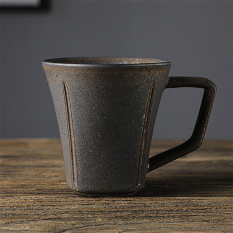 Handcrafted Earthenware Coffee Cup with Unique Heat Transfer Design