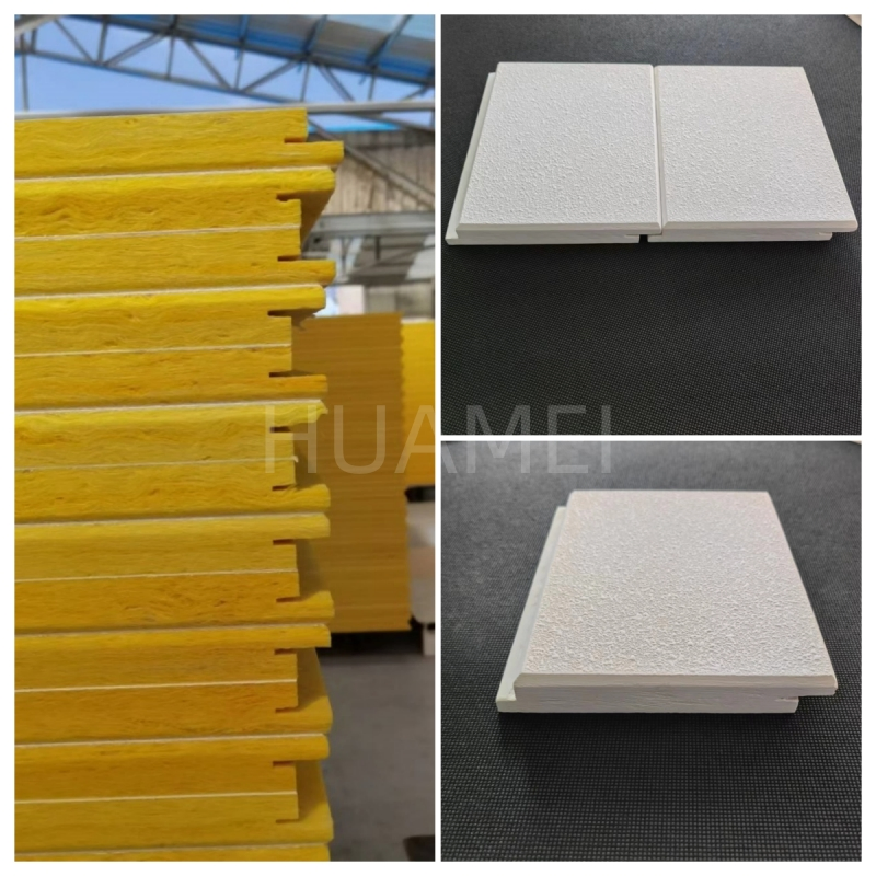 Excellent Moisture Resistance Acoustic Panels Soundproof Fiberglass Ceiling Tile Suspended System