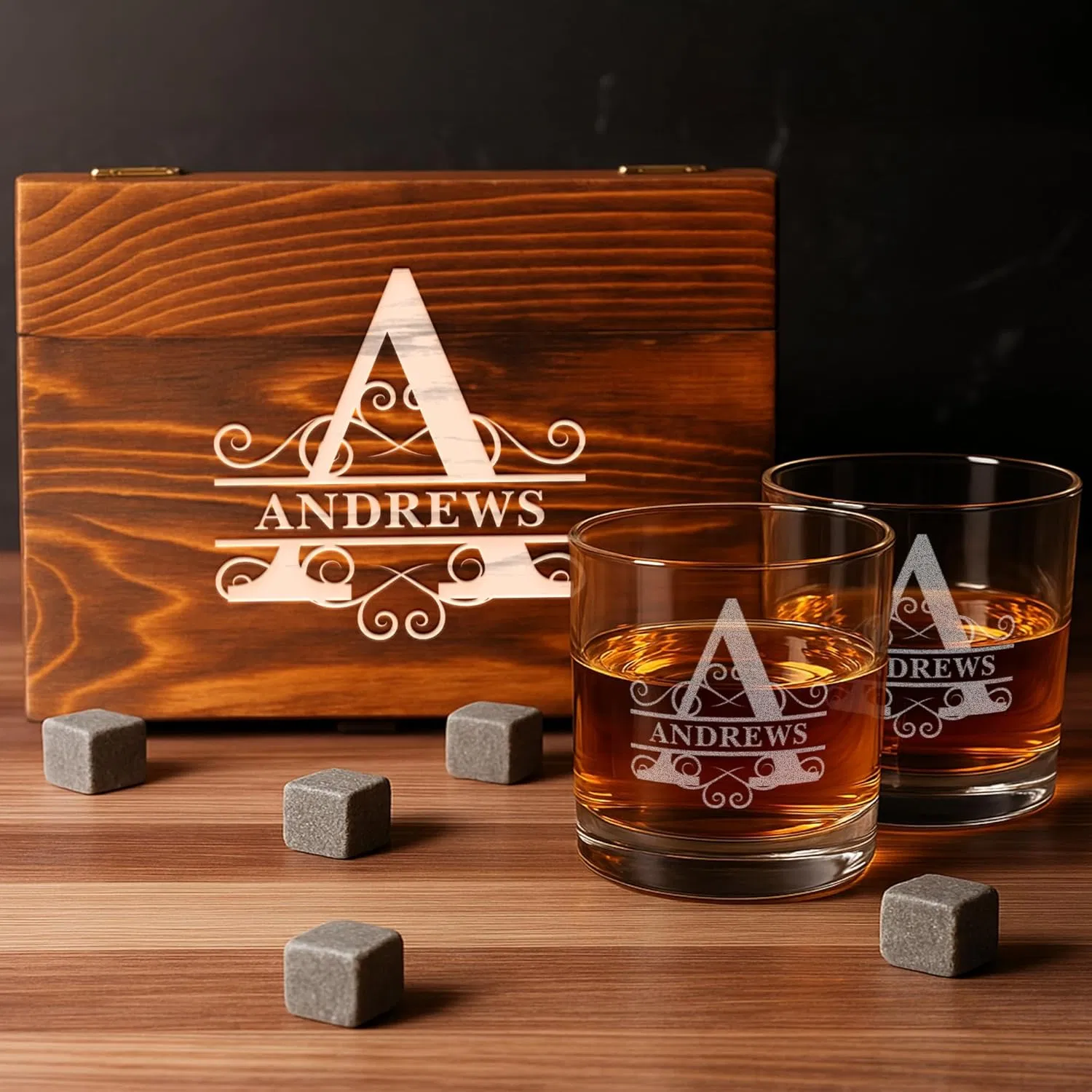 Premium Custom 11oz Whiskey Glass Set of 2 6 Granite Chilling Whiskey Rocks Scotch Bourbon Box Set Whiskey Stones Gift Set