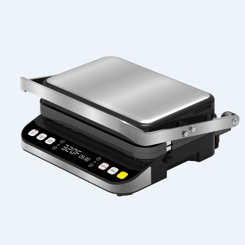 4 Slice Smart Electric Contact Grill with Non Stick Removeable Griddle Waffle Plates and Stainless Panel