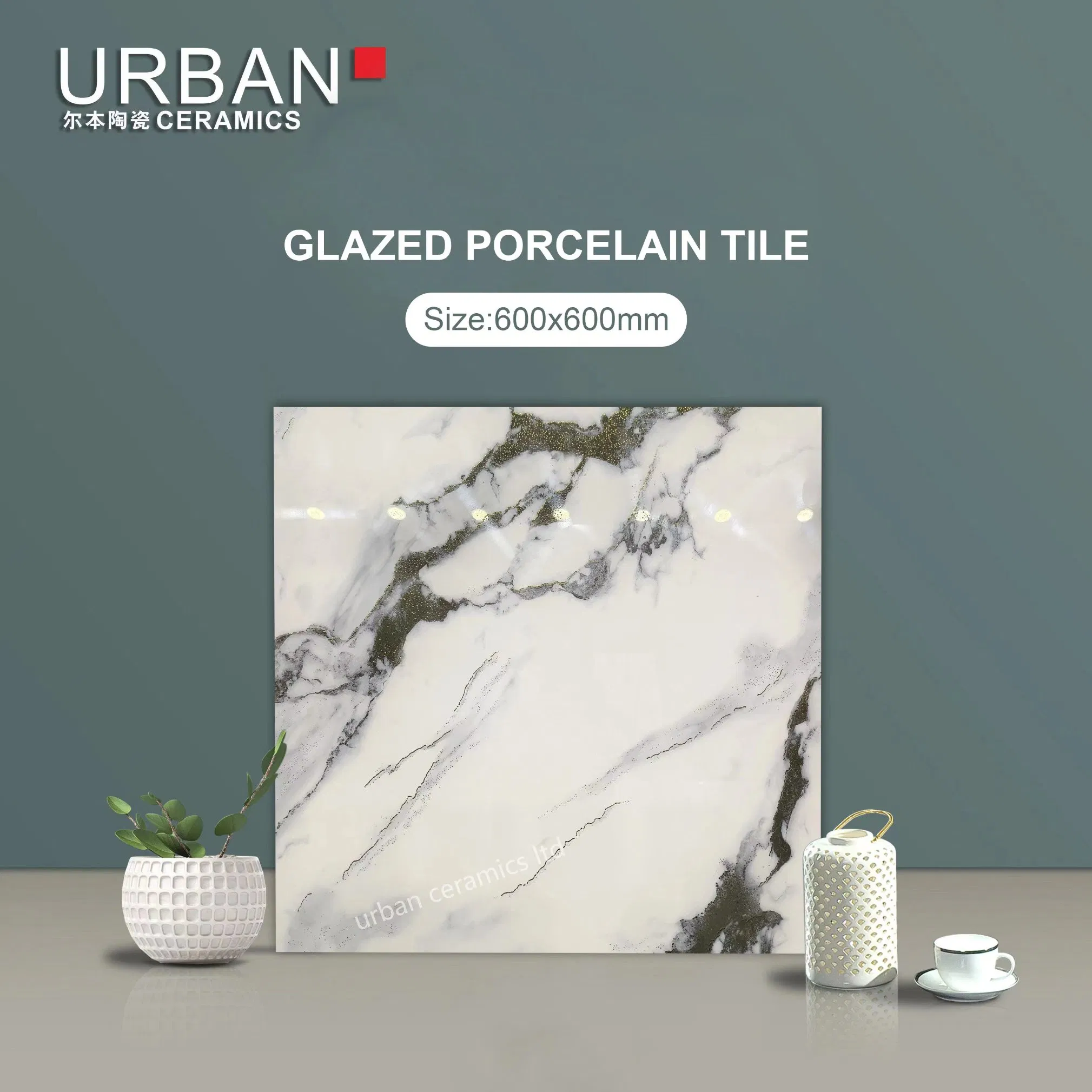 Fashion Office Subway Bedroom Golden Silver Glazed 600X600 Ceramic Porcelain Floor Tile