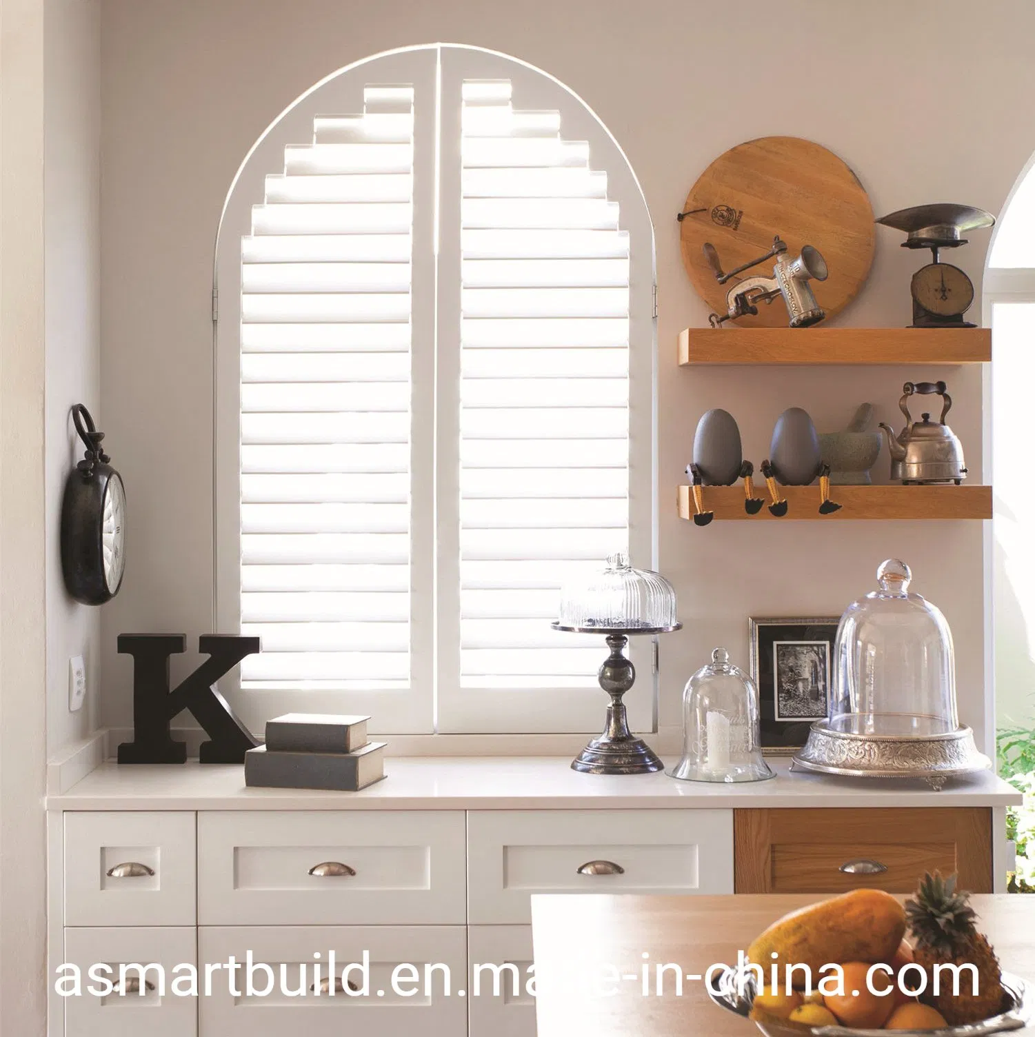 Shaped PVC Shutters/Wood Shutter/Shaped Window/Shaped Lourve Window for European Style House