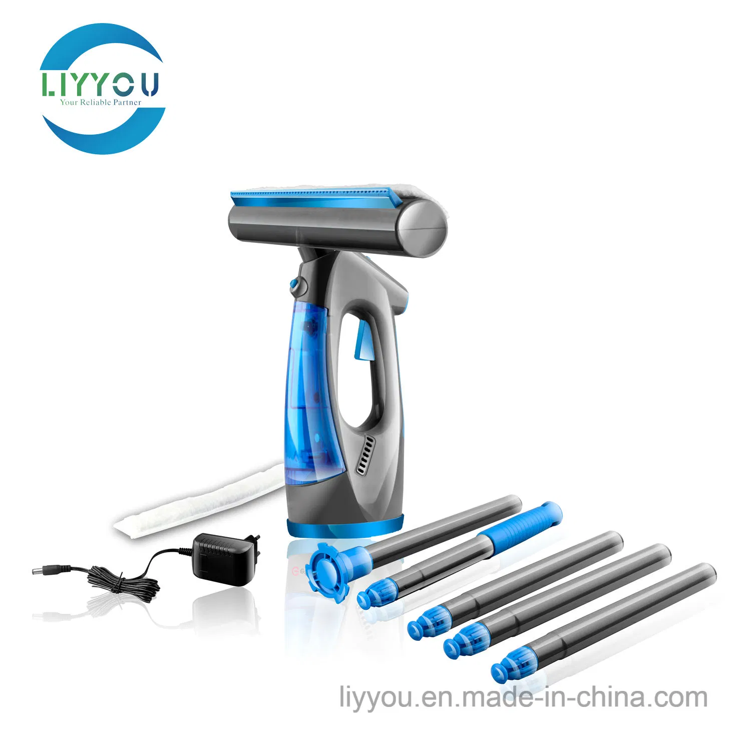 Rechargeable Window Cleaner with Vacuum Squeegee, Sprayer and Microfiber Cloth