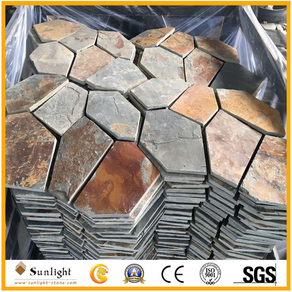 Natural Landscape Black/Rusty Slate Flagstone for Paving