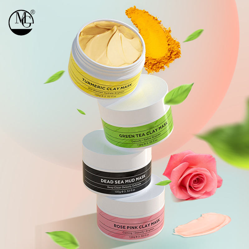 Natural Turmeric Pink Rose Mud Clay Facial Mask for Dry Skin Facial Mask